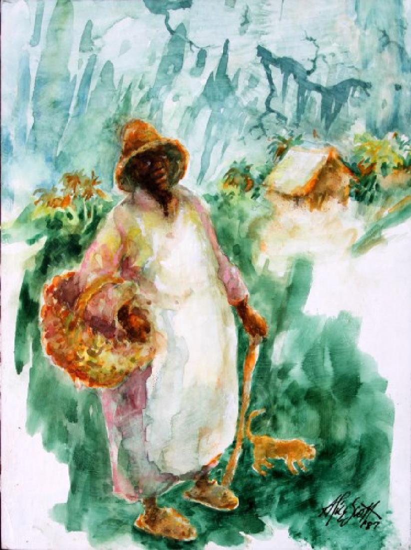 ALICE SCOTT AMERICAN SOUTH WATERCOLOR PAINTING: Alice Scott Scanland watercolor signed and dated in LR corner measurements 10 by 8 inches This lot has a reserve.