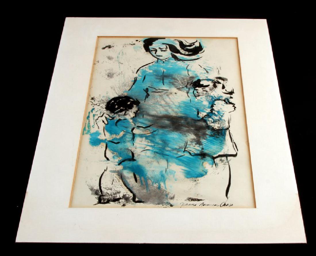 JEANNE NORMAN CHASE WOODBLOCK WATERCOLOR: Woodblock print measures 14 by 8 1/2 inches. Jeane Norman Chase has been included in Who's Who in American Art since 1976. Paintings, Prints and Drawings in countries, including: Australia, Spain, and