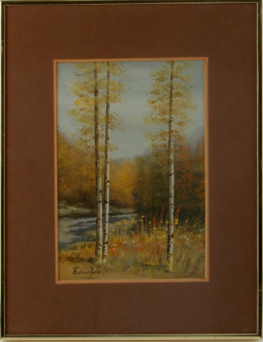FRANZ WEISS FOREST LANDSCAPE OIL PAINTING: Oil on board signed LR by Franz Weiss (1903-1982) was born in Austria. He immigrated to the U.S. in the 1950's, where he lived and was promenade painter in Nashville, Tennessee. Mated and framed measu
