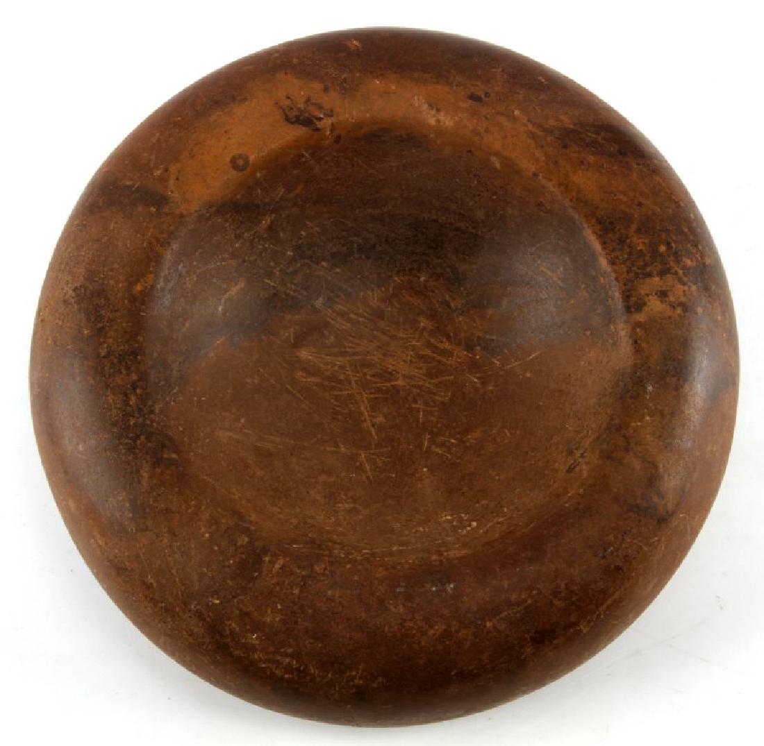 NATIVE AMERICAN ANTIQUE CARVED STONE DISCOIDAL: Large stone discoidal. Has a diameter of 6 inches, and a thickness at the edge of 2 inches, and weighs 3.4 pounds. Has 'Fayette Co, Ill S2' painted on one side.