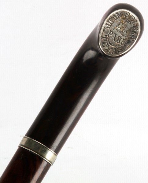 JOHN SELMAN HARDIN KILLER NAMED SWORD CANE STICK: Inscribed on end of cane " John Selman El Paso Texas" in silver. A John Selman in El Paso was credited with shooting John Wesley Hardin (in the back). Cane is certainly from the period from the John M