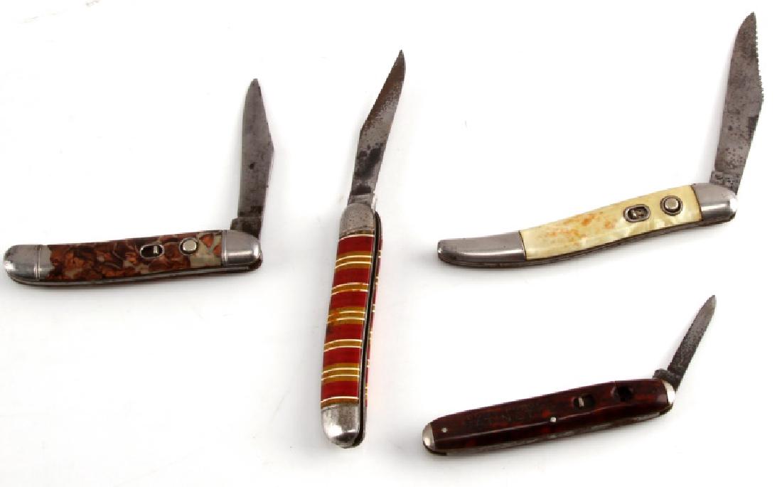 LOT OF 4 ANTIQUE HAMMER BRAND SWITCHBLADE KNIVES