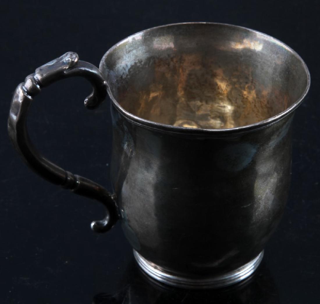 ANTIQUE HYDE AND GOODRICH MONOGRAMMED SILVER CUP: Antique Hyde & Goodrich monogrammed coin silver cup. Body displays the monogram "EWH" followed by the date 1816 underneath. Underside shows the Hyde & Goodrich maker mark. Measures 3 1/8" in height. R