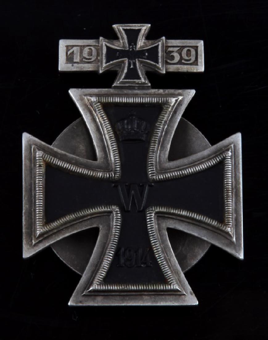 POST WWII GERMAN IRON CROSS SPANGE COMBINATION: In very good condition, 1957, 3 piece construction with magnetic core. Large screwback with uniform or civilian wear hook. This lot has a reserve.