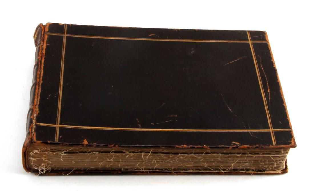 WWI FRENCH MILITARY PHOTO ALBUM MILITARY CIVILIAN: Album is dated 1919 and contains WWI/post-war photos of towns and war damage, as well as people (soldiers & civilians) engaged in various chores and activities. Album pages are made of a fabric materi