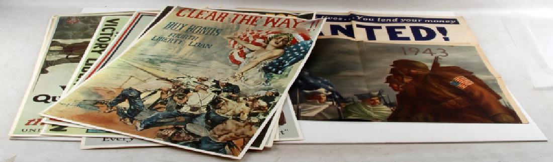 WWI WWII US MILITARY RECRUITING AND BOND POSTER: Lot of ten posters from World War One and World War Two from the United States. Includes both recruitment posters as well as posters advertising various bond drives. All in good to very good condition