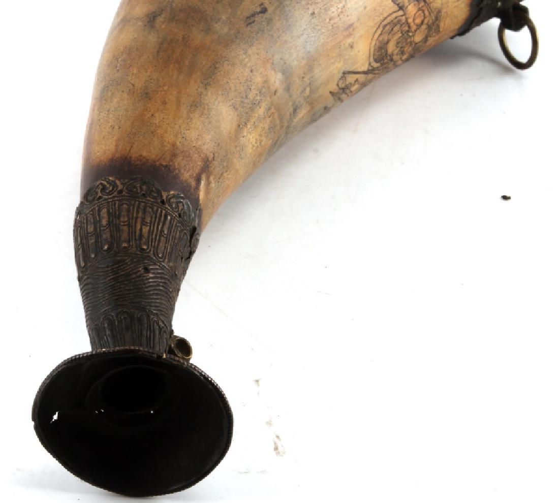 ANTIQUE SCHRIMSHAW HORN SERINGAPATAM 1799: Scrimshaw horn depicts artillery scene on one side and Seringapatam 1799 on the other. The Siege of Seringapatam (5 April – 4 May 1799) was the final confrontation of the Fourth Anglo-Mysore War bet