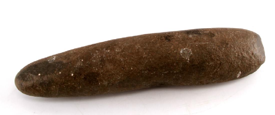 NATIVE AMERICAN STONE ROLLER PESTLE 13 3/4": Native American stone roller pestle. 13 3/4" in length. Ca. 800-1500ce. VG condition.