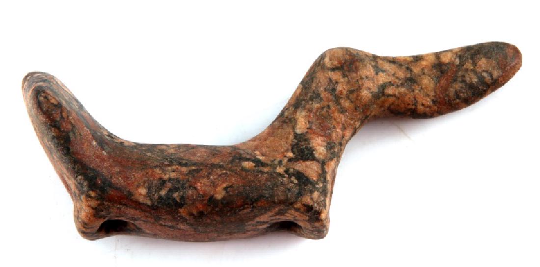EARLY WOODLAND PERIOD POPEYE BIRDSTONE: Measuring 4 1/4 inches and well patinated, excellent example , private Missouri collection.
