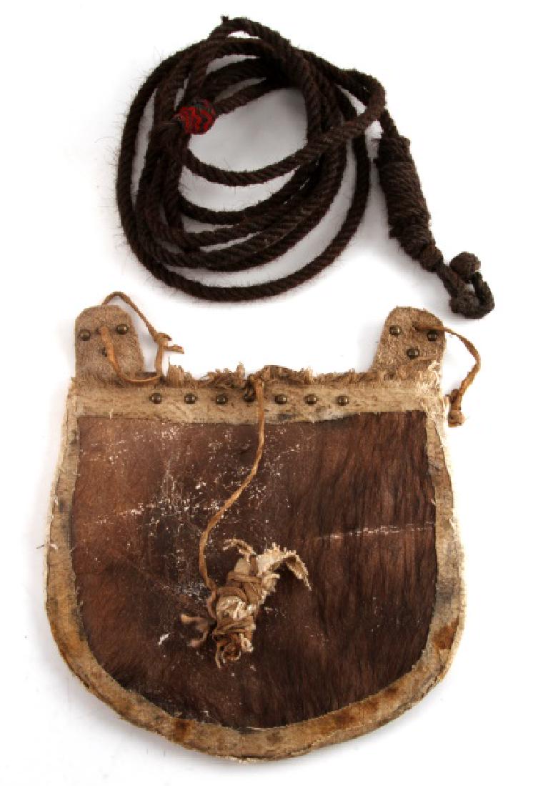 APACHE BUFFALO HIDE BAG & WESTERN HORSE HAIR ROPE