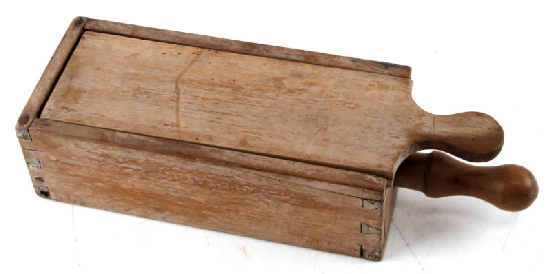 14 INCH EARLY WOODEN MULTI DECK SALOON CARD PRESS: All-wood construction with removable slide front. Includes five (5) wooden dividers. Moderate age wear present. Old deck of cards is included, but is missing Queen of Spades and one Joker. Rare item.