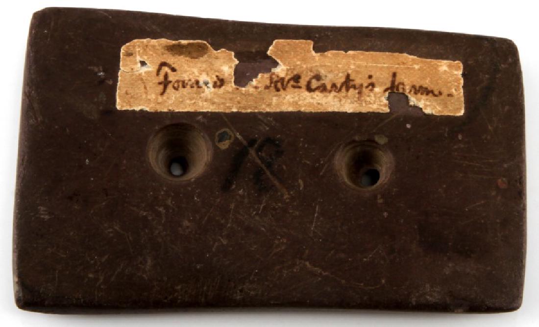 NATIVE AMERICAN WOODLAND STONE GORGET TENNESSEE: Native American stone gorget. Found in Tennessee. Measures 3 3/8" x 2 1/8". No cracks.