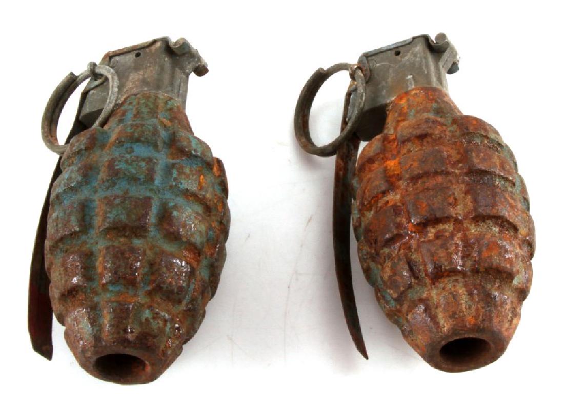 2 INERT US M205A2 TRAINING PINEAPPLE GRENADES