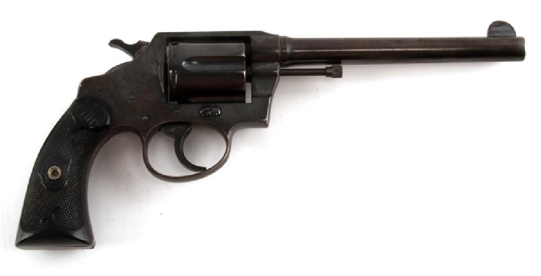 COLT POLICE POSITIVE .38 SPECIAL 6 SHOT REVOLVER: 1922 production. Maker and patent date marked to top of 6 inch barrel with July 4, 1905 as the last. Blued steel retains 50% finish, clear markings to left side and frame, Colt bakelite grips, very go