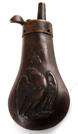 Antique Embossed Colt Eagle Revolver Powder Flask