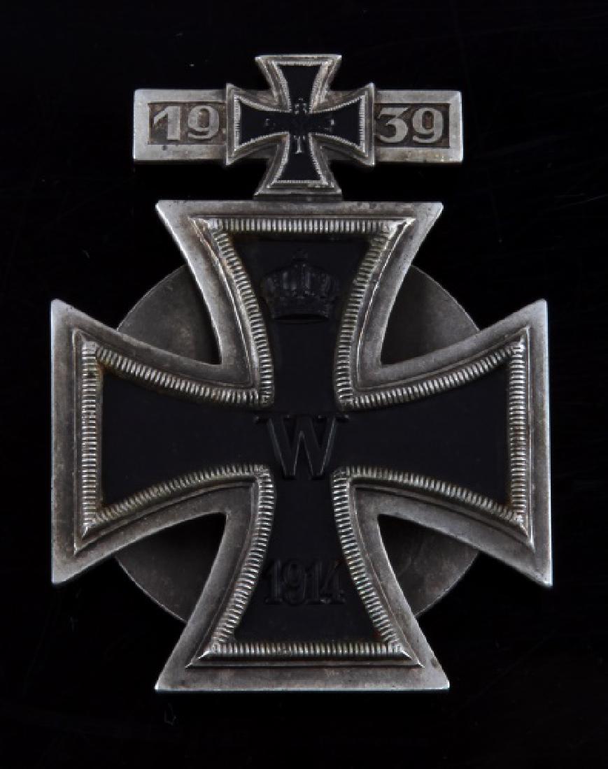 POST WWII GERMAN IRON CROSS SPANGE COMBINATION: In very good condition, 1957, 3 piece construction with magnetic core. Large screwback with uniform or civilian wear hook. This lot has a reserve.