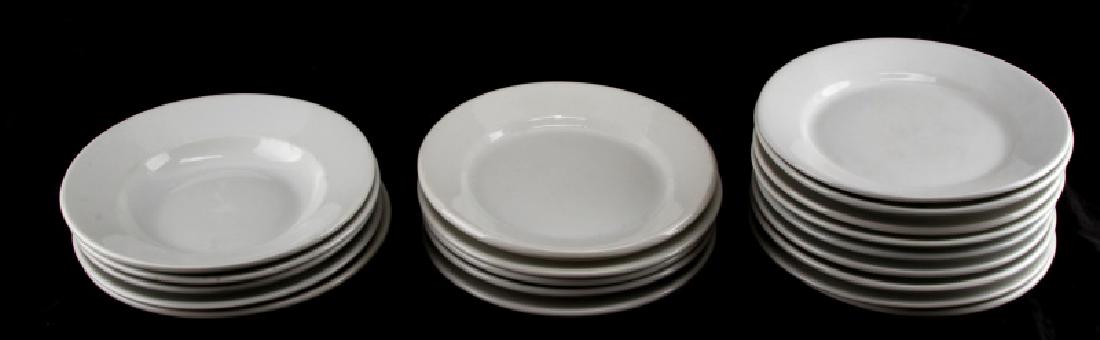 WWII GERMAN 3RD REICH MILITARY MESS HALL DISH LOT: Lot of German and Bavarian porcelain plates and bowls from the Third Reich mess hall. Lot has fourteen 9 inch plates and 5 bowls from various makers including Rosenthal, Koenigszelt, Thun, H&C, KPM, C