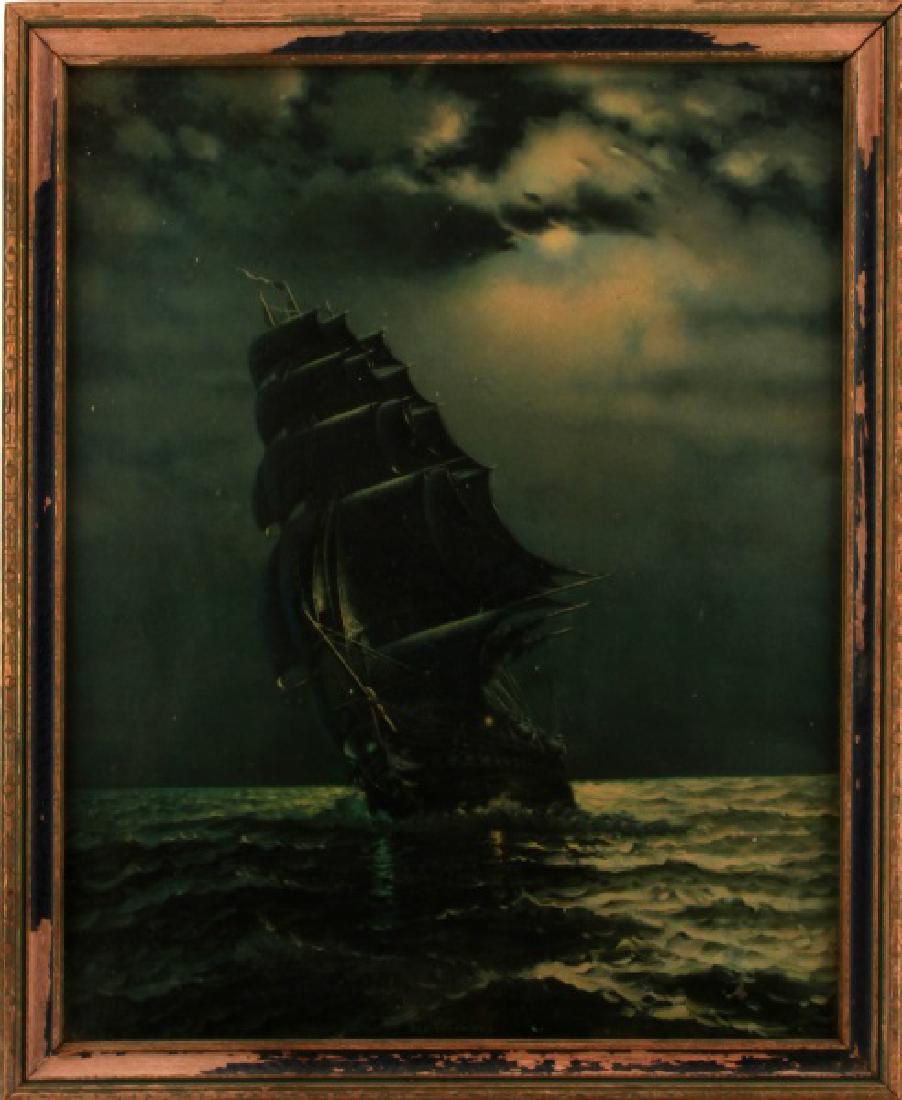 USS CONSTITUTION OLD IRONSIDES CLIPPER SHIP: Vintage print of the USS Constitution named by President George Washington after the Constitution of the United States of America. She is the world's oldest commissioned naval vessel still afloat. Dur