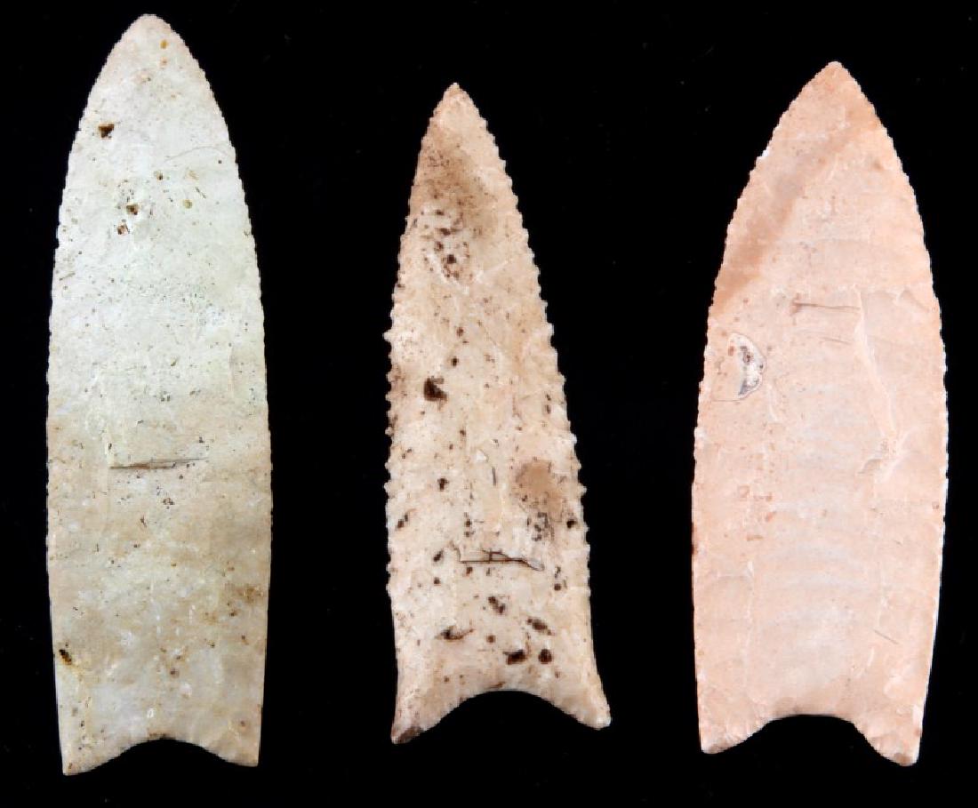 LOT OF 3 HAND CLEAVED CLOVIS FLUTED ARROW POINT