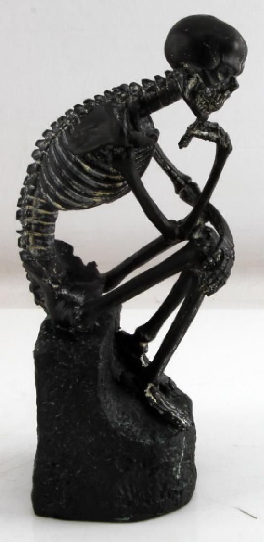 SMALL PLASTER GOTHIC SKELETON THINKER STATUE: Measures 9 inches tall. Comes in original packaging.