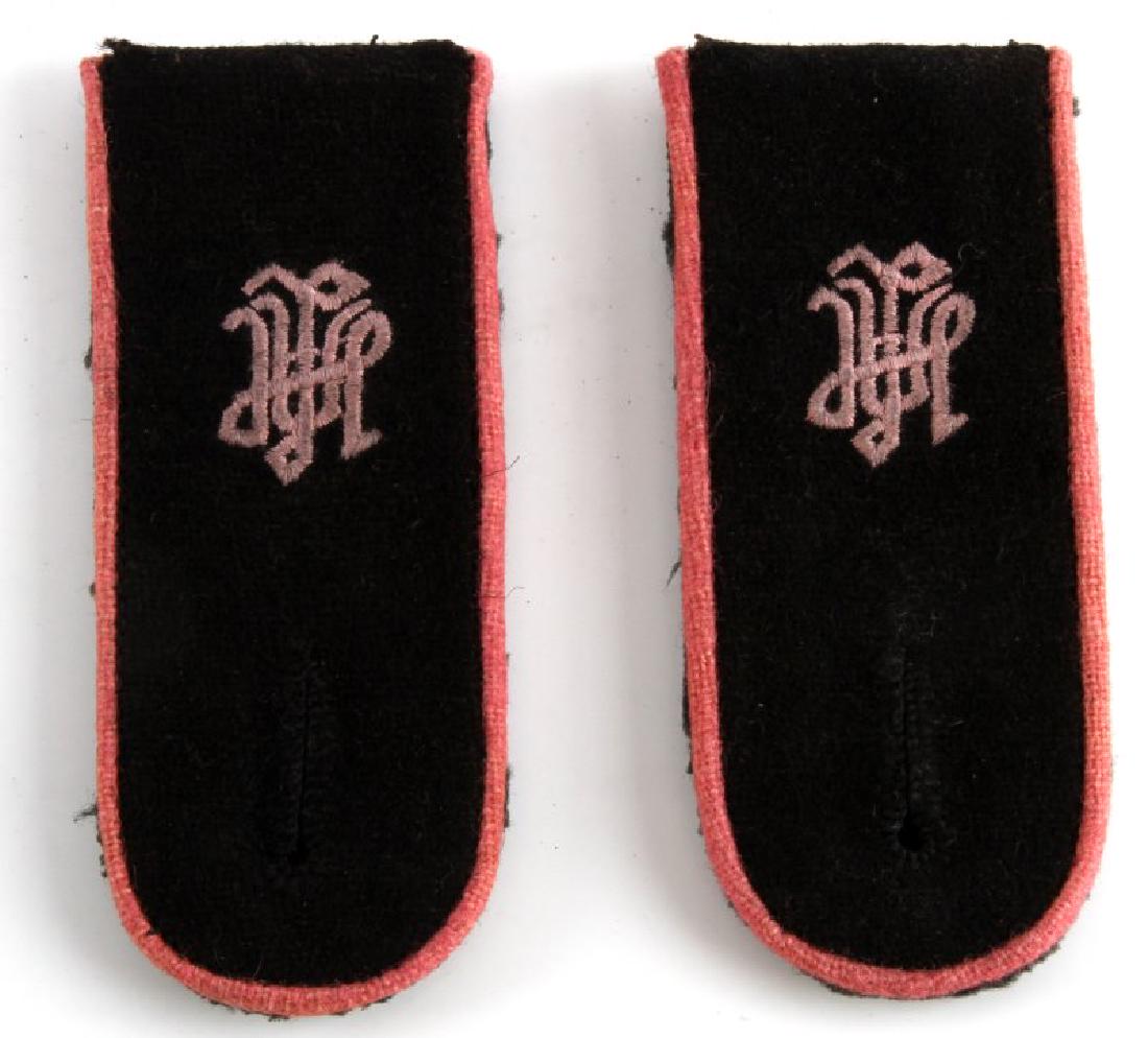 WWII GERMAN 3RD REICH SS LAH PANZER SHOULDER BOARD: Pair of shoulder boards in very good condition. Does not fluoresce under blacklight. This lot has a reserve.