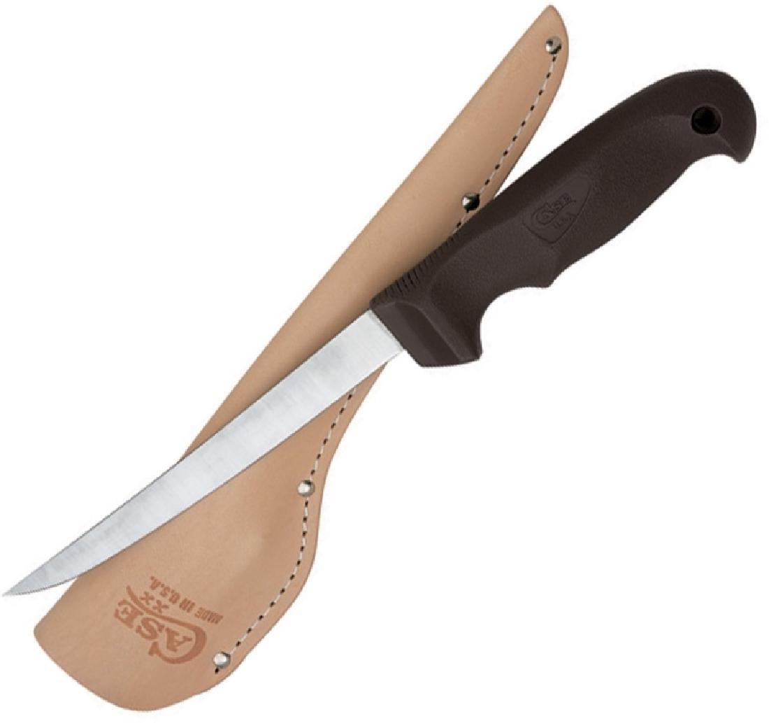 CASE XX 11 1/4INCH FISHING FILLET KNIFE W SHEATH: Case XX 11 1/4" fishing/camping fillet knife with sheath. Number 00342. Stainless steel 6" blade. Synthetic handle. Brand new, in box.