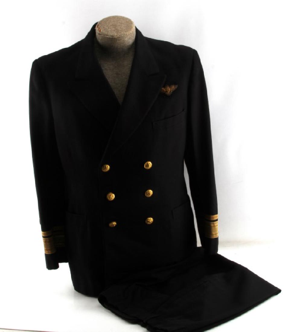 ADMIRAL J.L. ABBOT JR DRESS UNIFORM & FLIGHT PATC: WWII Naval aviator in the South Pacific, as a Captain was instructor at Naval Academy, also Alumni, size 40 uniform from the Academy uniform shop very good original condition, bullion flight wings and