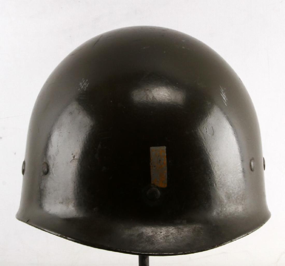 WWII 4TH U.S. ARMY 1ST LT. PAINTED M1 HELMET LINER: Westinghouse maker, early war suspension, very good original condition.