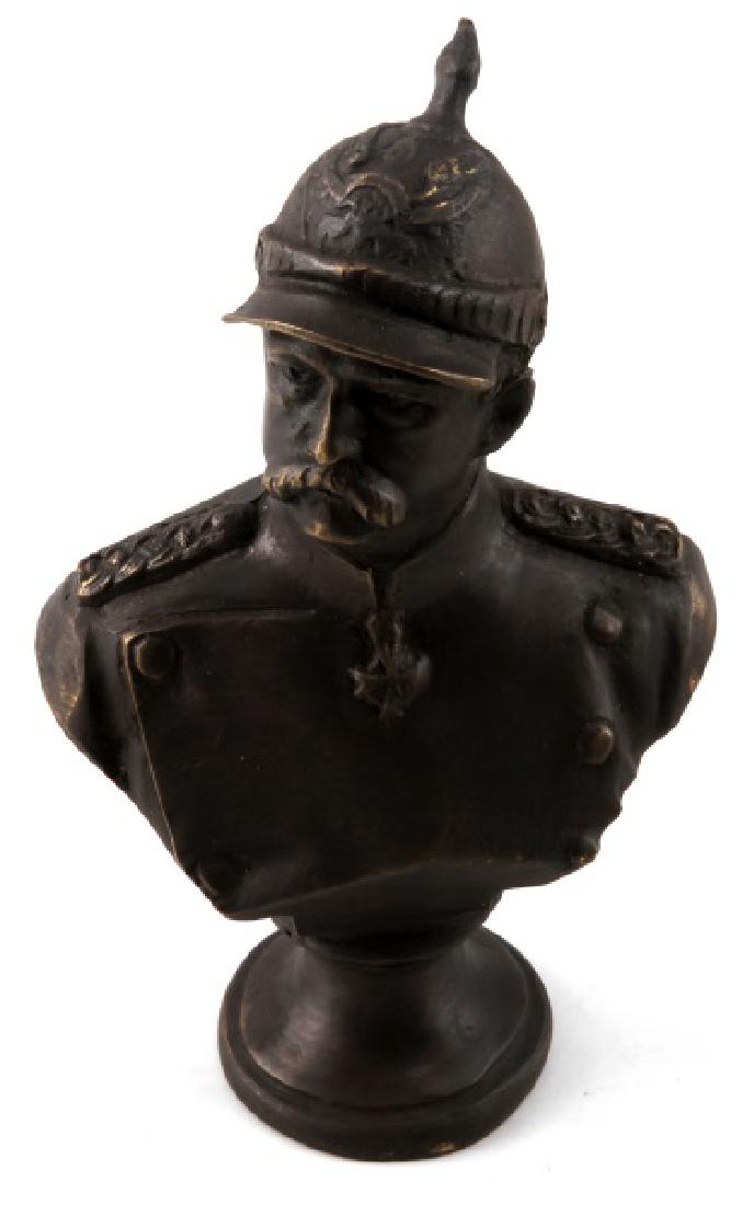 7 INCH GERMAN WWII BRONZE BUST OF OTTO VON BISMARK: Measures approx. 7.25 inches. In very good condition with some light age wear. Unauthenticated. Sold "as is". This lot has a reserve.