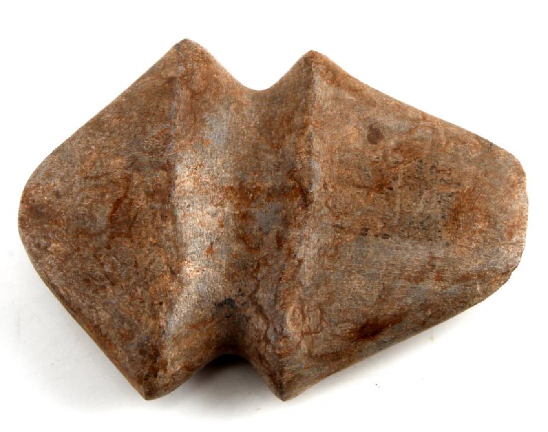 POLISHED GROOVED GREEN RIVER AXE HEAD POLK CO TN: Measures approx. 4.25 x 3 inches at widest points. 1 inch shallow groove. Very good condition with no nics or scratches.