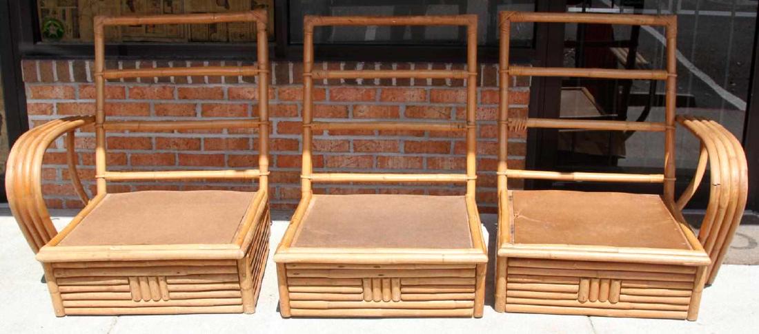 PAUL FRANKL 4 STRAND RATTAN SECTIONAL SOFA: Unmarked, vintage with use wear by Paul T. Frankl (October 14, 1886 – March 21, 1958), an Art Deco to Mid Century furniture designer and maker, architect, painter and writer. His style continuously