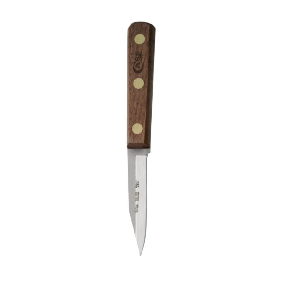 CASE XX 3 INCH CLIP POINT PARING KNIFE: A 3 inch clip point paring knife by Case. Walnut handle. Unopened in original packaging. Stock photo This lot has a reserve.