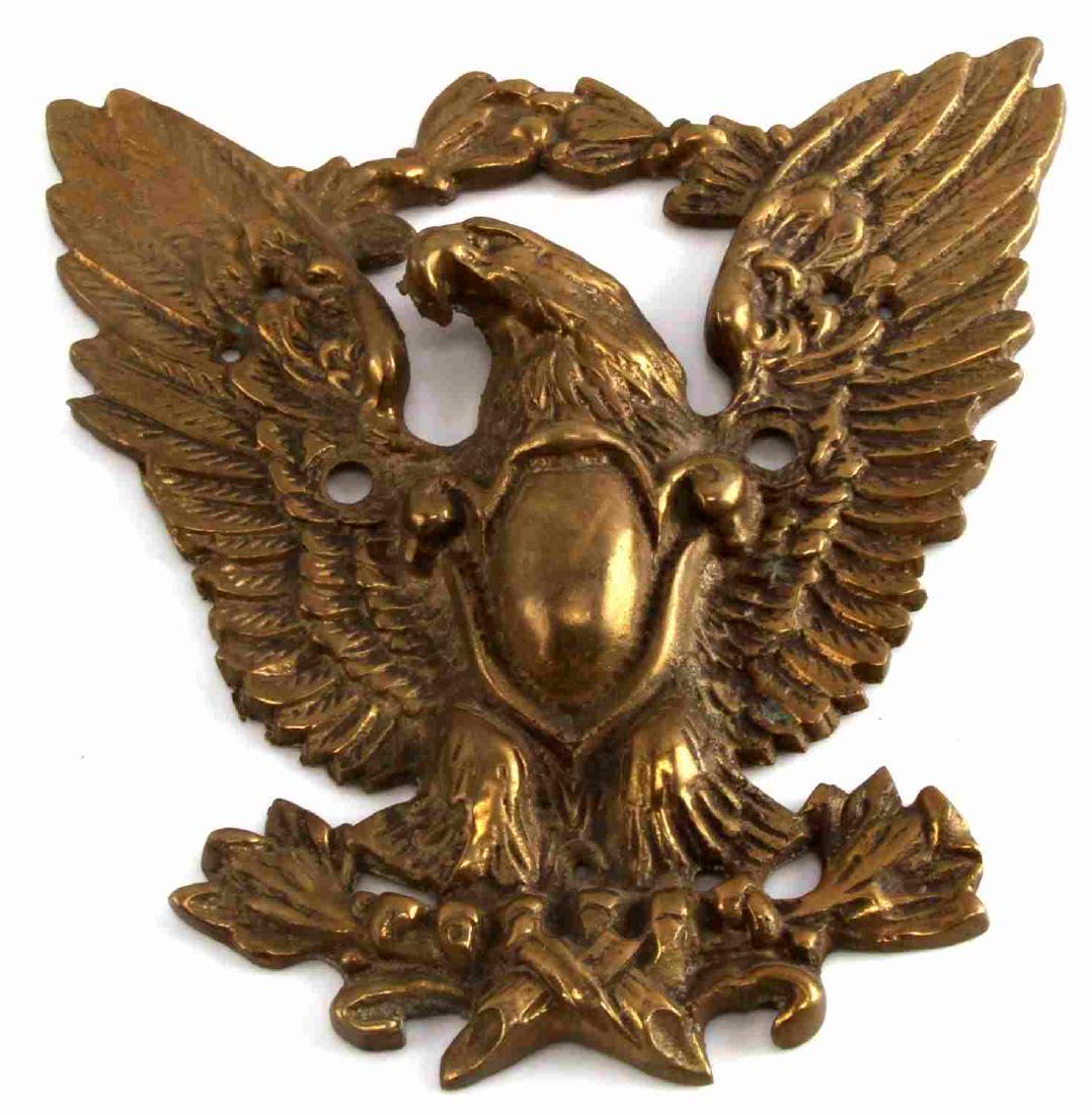 ANTIQUE FEDERAL EAGLE BRASS OUTDOOR WALL MOUNT: Military Federal eagle 8 inches.