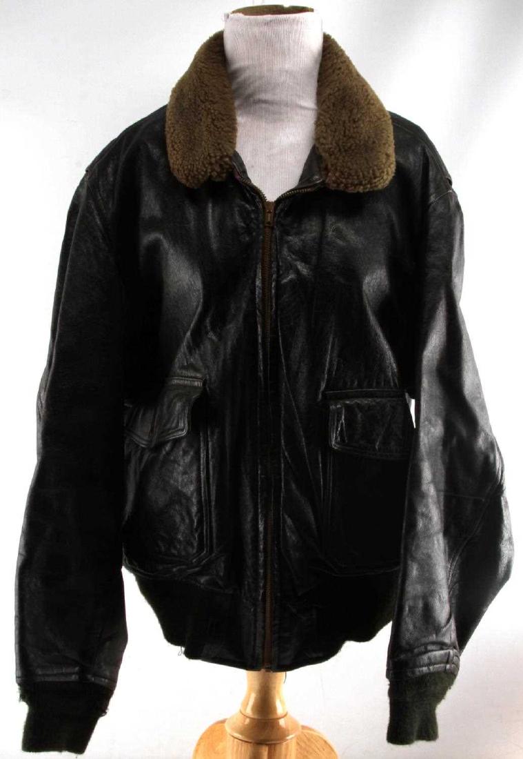 US NAVY TYPE G1 LARGE LEATHER PILOT FLIGHT JACKET: In very good condition with no patch work. Size 44