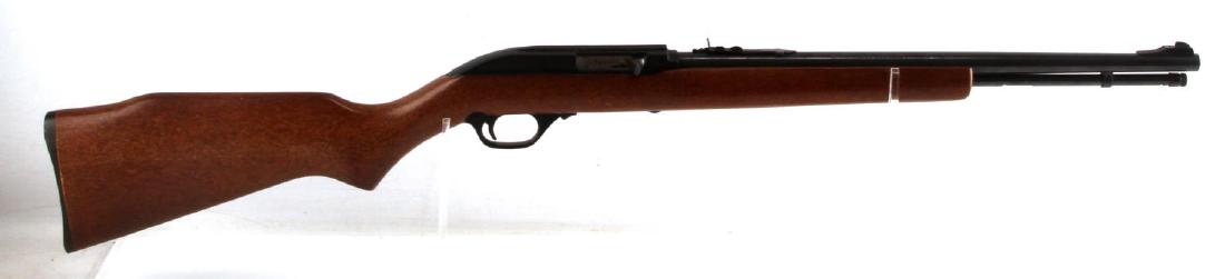 MARLIN MODEL 75C .22 LR SEMI AUTO CARBINE RIFLE: Full wood stock, blued steel with 65% remaining, maker marked to left side 18 inch micro-groove barrel, good bore, serial no. to left side receiver, 15 round capacity, wood butt pad. Freckled oxidatio