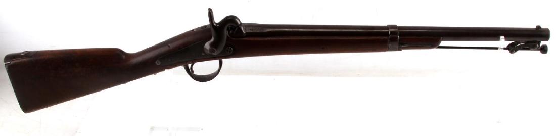 1862 CSA CONFEDERATE CARBINE 70 CAL TANNER LIEG: Confederate import from Bastrop Texas, manufacturer Tanner-Lieg saddle ring. Marked/ etched "COB 12th Virginia" and "C.S." with battle flag. "CH" initials carved into butt. Swivel ramrod restored. Sto