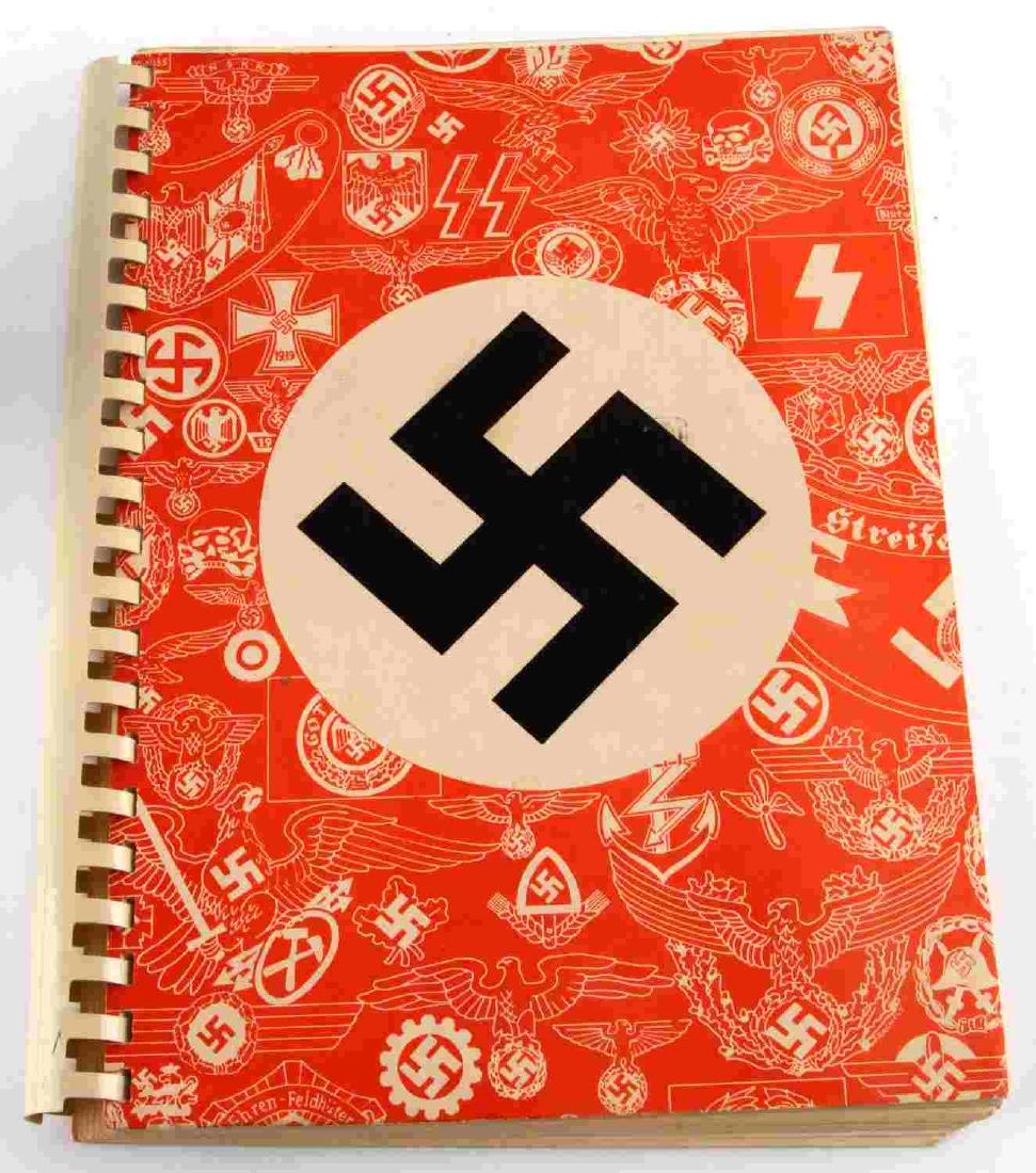 ORIGINAL WWII ASSMANN & SOHNE INSIGNIA CATALOUGUE: Original WWII Assmann & Sohne German Third Reich Insignia catalog, from death heads to Gorgets they have it all. Book measures 9 1/2" x 12". Very scarce.