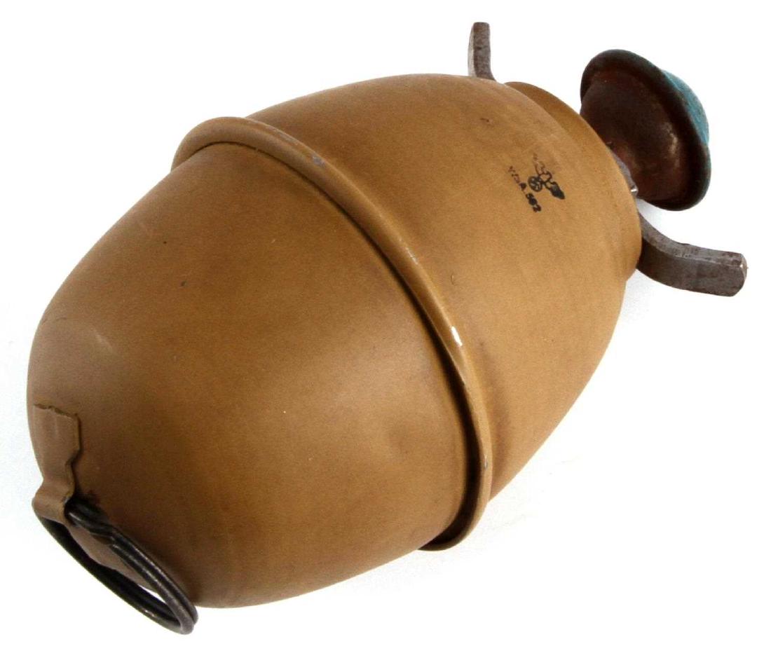 WWII GERMAN THIRD REICH INERT EGG GRENADE: In very good condition. Marked aWJ 44. Stamped with a Reichsadler YaA. 582