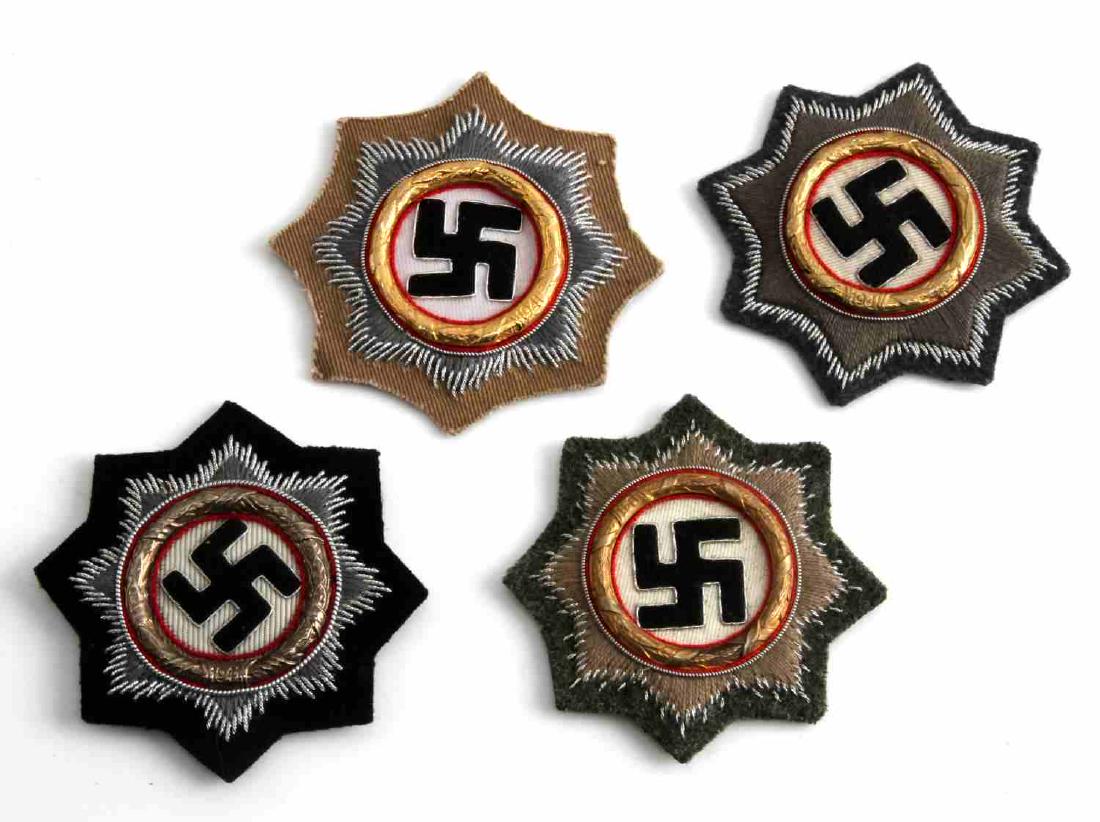 WWII 3RD REICH GERMAN CROSS LOT OF 4: Included are 4 cloth badges. Panzer, Luftwaffe, Heer and Afrika Korps. All are in very good condition. Unauthenticated sold as is.