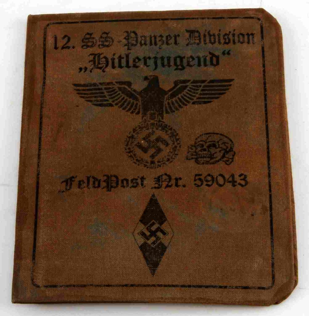 WWII GERMAN WAFFEN SS PANZER AUSWEIS ID CARD: German WWII period Ausweis (identification card) of an SS man from the Waffen SS Panzer Division "Hitlerjugend". Some wear. Handwriting and stampings present. Unauthenticated. Sold "as is". This lot h