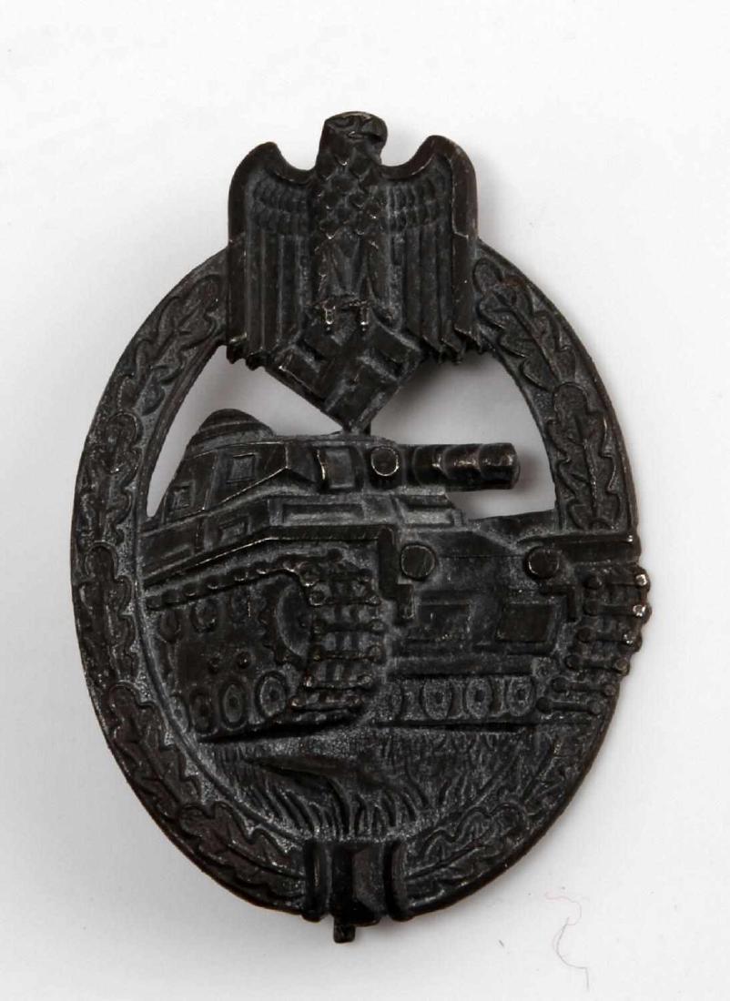 WWII GERMAN 3RD REICH PANZER ASSAULT BADGE BRONZE: Panzer Assault Badge in bronze. The reverse is maker marked 'BSW' in a three-leaf clover. Has a thin vertical pin back. Solid bronze construction. In very good condition. Unauthenticated/Sold 'as is'