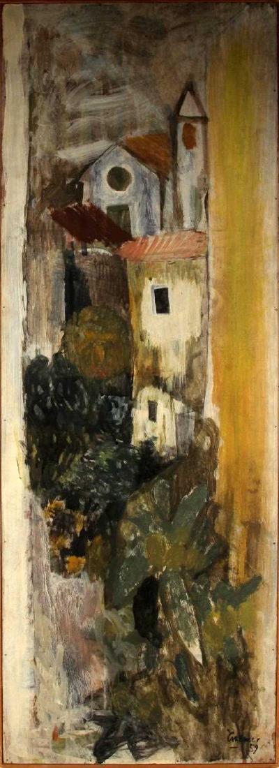 KURT CRAEMER GERMAN EXPRESSIONTIST PAINTING: Kurt Craemer (German, 1912-1961) German expressionist pushed out of Germany in WWII by the Nazis art seizures. He went into exile, he later became crippled by Polio and finally died in a car crash in 