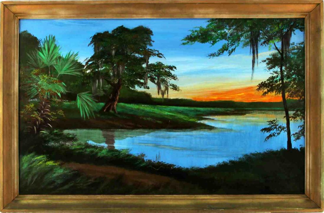 ORIGINAL HIGHWAYMEN PAINTING BY ROBERT BUTLER: Robert Butler 1943-2014, well known member of the Florida Highwaymen. Robert Butler's professional career began in 1968; his television debut came in the 1980's with "Painting Southern Landscapes" ser