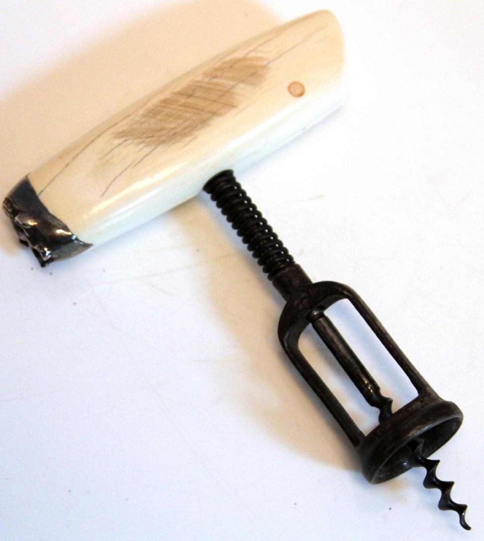 ANTIQUE HIPPO INCISOR STERLING CAPPED CORKSCREW: Rearing horse sterling cap, measures 5 by 7 inches. We will not ship international and please understand your state laws prior to bidding[