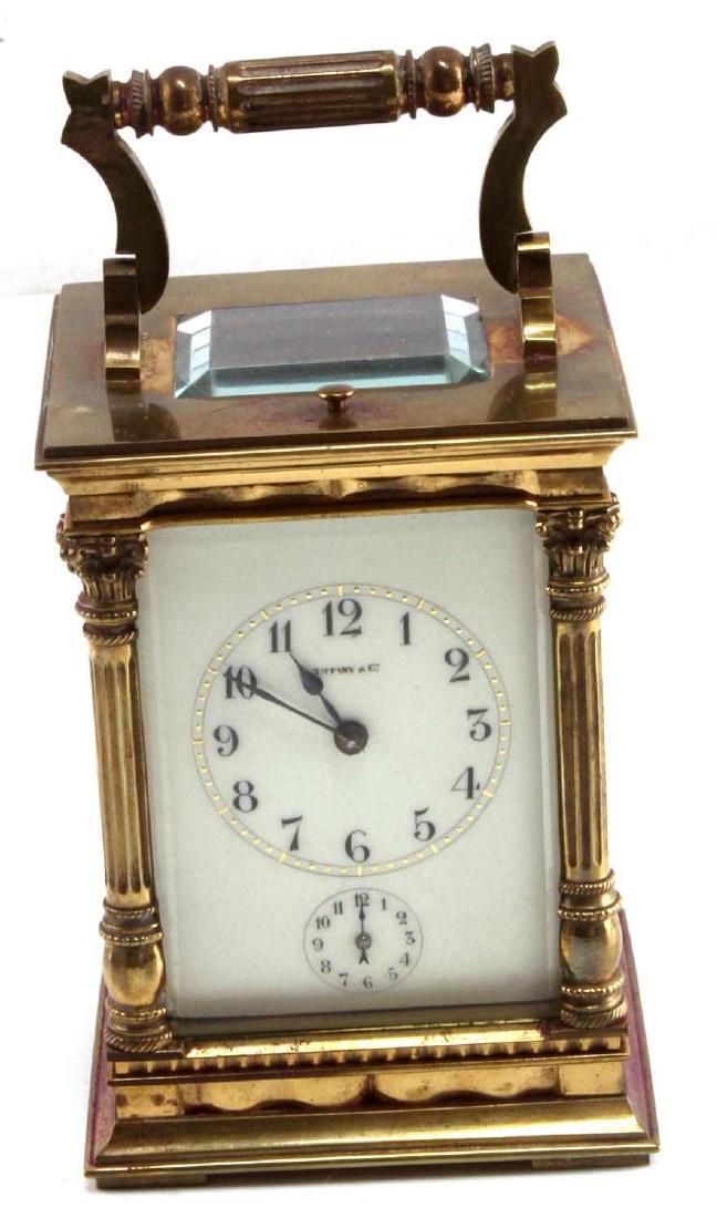 ANTIQUE FRENCH TIFFANY CARRIAGE CLOCK W CASE