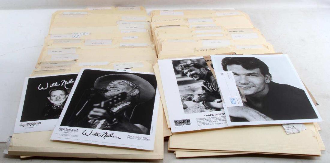 LARGE GROUPING OF PRESS PHOTOS ACTORS ARTISTS: 150+ in group. Includes Michael McDonald, Sam O'Neill, Matha Stewart, Jimmy Stewart, Lorne Michaels, Jack Nicholson, Leslie Nielson, Patrick Swayze, and many more. Overall very good condition with min
