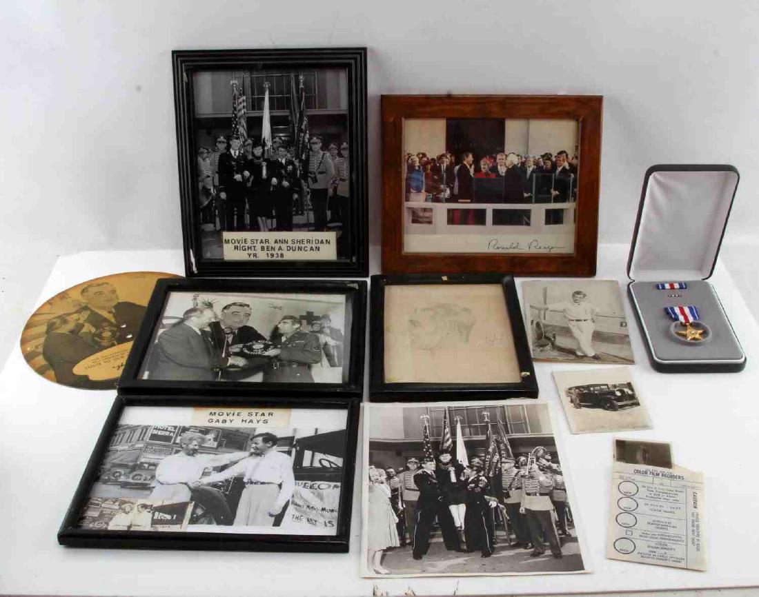 WWII NAME SILVER STAR MEDAL FOR GALLANTRY & PHOTOS: Medal comes with display case and is in great condition. Medal was awarded to "Ben A. Duncan" and his name is etched on the back. Case has gold United States of America stamp and is in good condition.