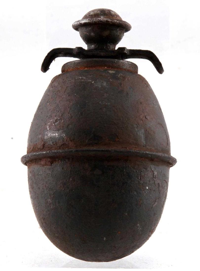 WWII GERMAN THIRD REICH LATE WAR EGG GRENADE: Inert has some rust and discoloration. Has screw top. This lot has a reserve.