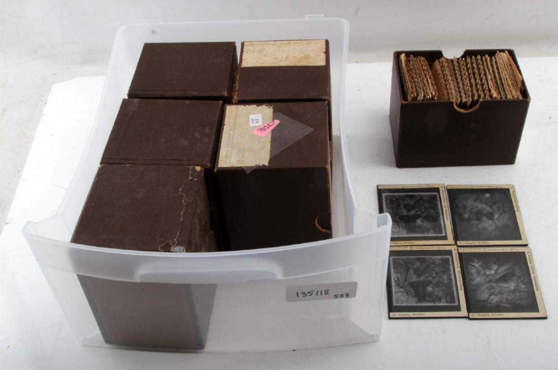 OVER 60 DIAPOSITIVES FROM WWII GERMANY DRESDEN EDU: 6 original boxes full of educational diapositive slides. Each measures 4 X 3 3/8 inches and has border label identifying place and teacher. Label to box as well. Very good condition. G3