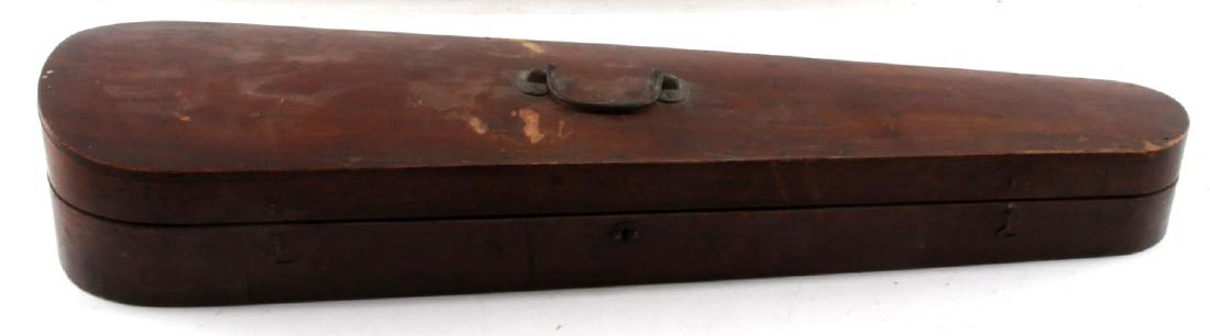 ANTIQUE 1850'S VIOLIN IN WOODEN CASE MADE IN USA: This antique 1850's era violin which is made in the USA and comes with the original wooden case with brass hinges handle , and lock. The violin is primarily body only ; however the body and fingerboar